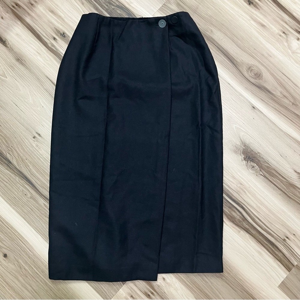 Chelsea Campbell Petite’s Black Wool Midi Wrap Skirt Size 8P